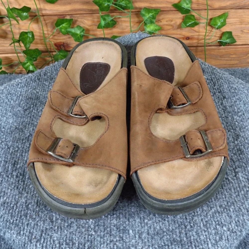 Duxbak‎ Taylor Mens Leather Mule Sandal Size 11 Brown Adjustable Buckle Casual